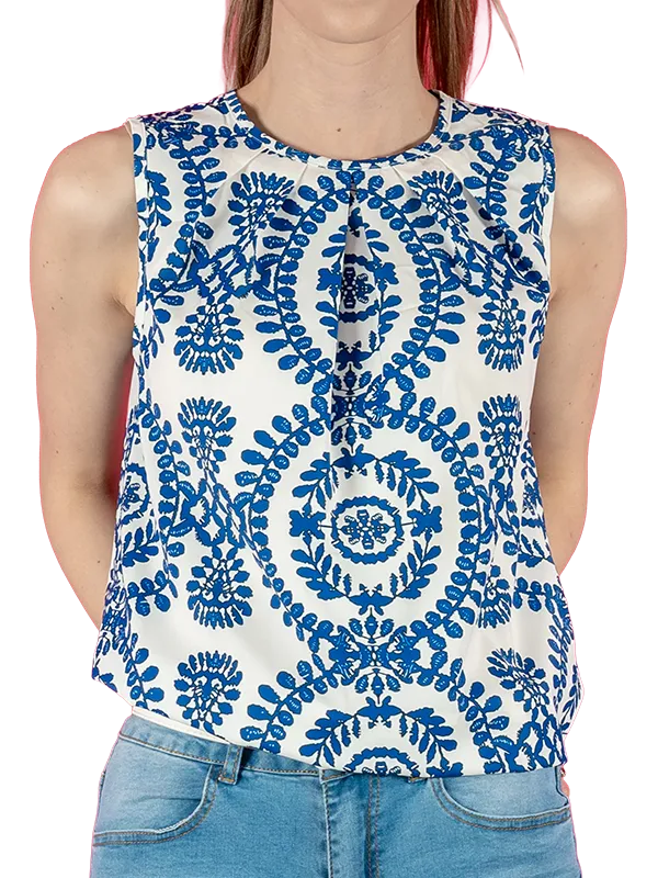 blue vintage crew neck tank top