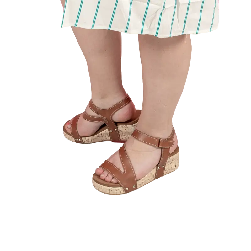 chestnut hollow out wedge sandal 1