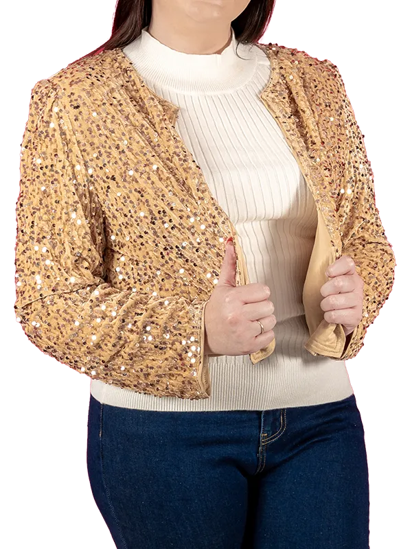 golden fleece sequined cropped jacket