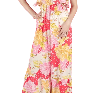 Multicolour Floral Ruffled High Waist Jumpsuit