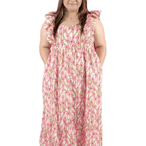 Pink Plus Size High Waist Dress
