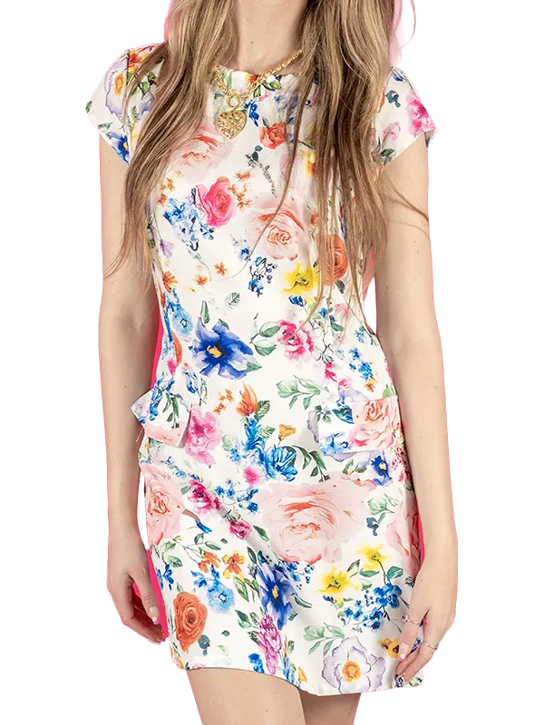 sky blue floral mini dress